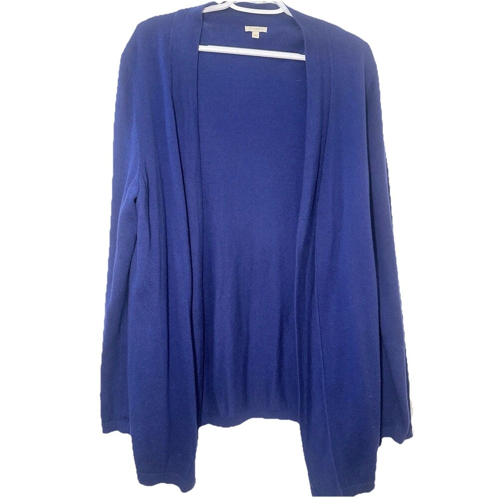 Talbots XL Blue Open Front Cardigan Cotton Blend Lightweight Knit